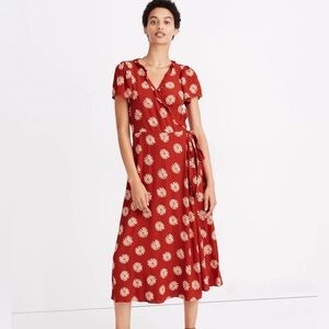 Madewell Red Floral Midi Dress